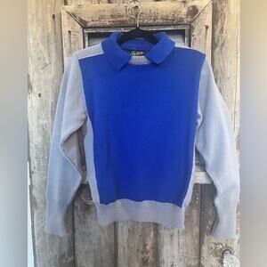 DEHEN - Women’s Long Sleeve Collared Sweater Made in the USA Blue Gray